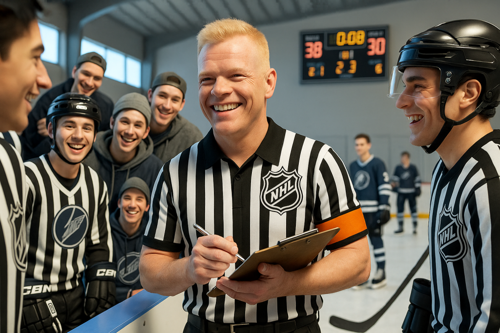 Clubscheidsrechter Dordrecht Lions in actie op het ijs