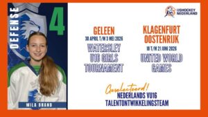 Mila Brand geselecteerd voor Nederlands U16 talentontwikkelingsteam tijdens internationale toernooien