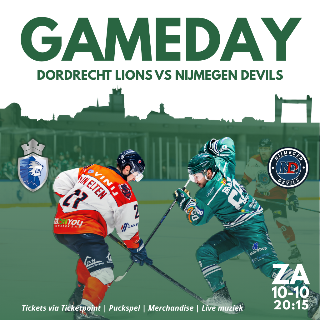 Wedstrijdposter Dordrecht Lions tegen Nijmegen Devils op 10 oktober 2026 om 20.15 uur