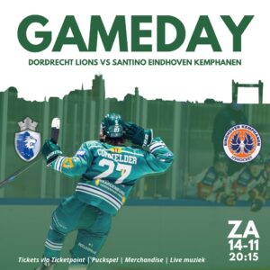 Wedstrijdposter Dordrecht Lions tegen Eindhoven Kemphanen op zaterdag 14 november 2026 om 20.15 uur